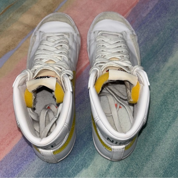 Nike White and Yellow High-Top Sneakers - Picture 6 of 8